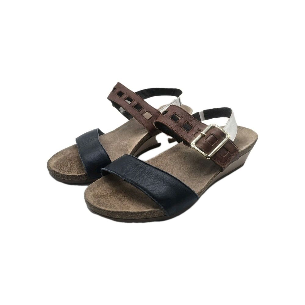 Naot Dynasty Sandals Women Size 40 US Size 9 9.5 Navy White Brown Comfort Shoes